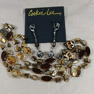 Cookie Lee earrings, Shell & glass Necklace